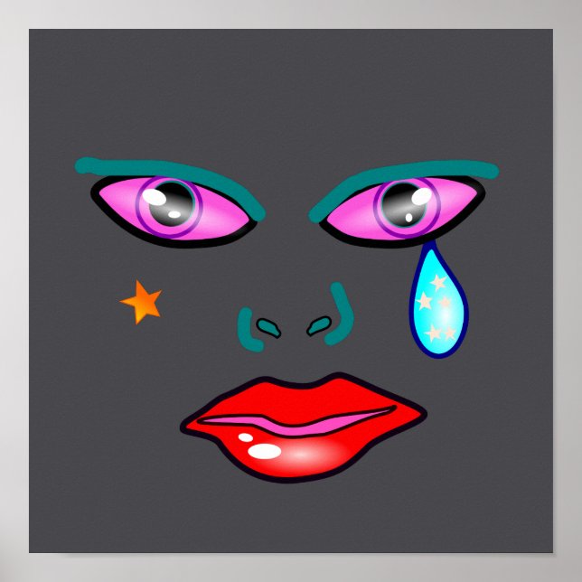 Chorando Pop Art Rockstar Poster (Frente)