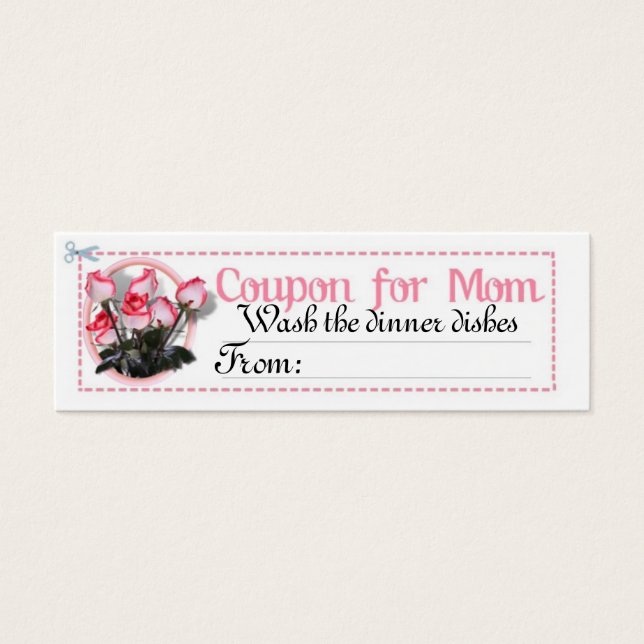 Chore Coupon para a mãe (Frente)
