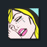Chorem-me por uma Pop do rio, uma Canvas esticada<br><div class="desc">Esta Canvas Chorou-me de Pop do Rio Arte Estreita apresenta um desenho inspirado em quadrinhos de uma jovem emocionalmente distraída com cabelo louro,  lábios cor-de-rosa e lágrimas aquáticas. A mulher está num fundo de aqua e bolinhas branca. A vida pode não ser justa,  mas esta canvas quase compensa!</div>