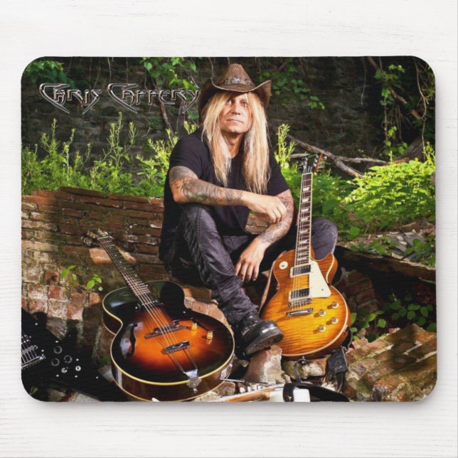 Chris Caffery Sentado com Guitars Mouse Pad (Frente)