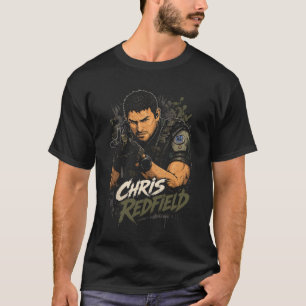 Chris Horror Redfield Arte 14 Camiseta Preta Bás