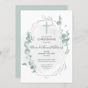 Christening Rustic Eucalyptus Convite