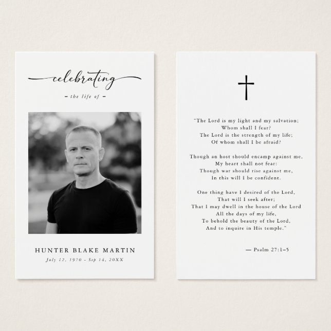 Christian Celebration of life Funeral Prayer Card (Frente & Verso)