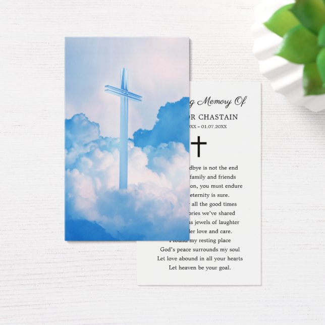 Christian Cross Funeral Memorial Prayer Cards (Mesa)