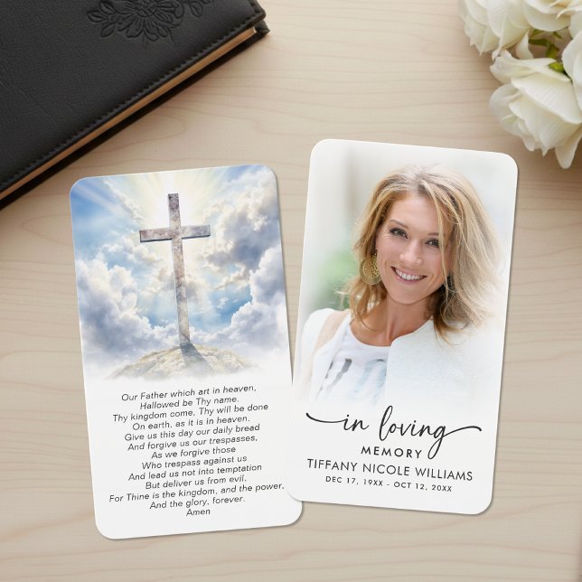 Christian Cross In Loving Memory Prayer Cards (Criador carregado)