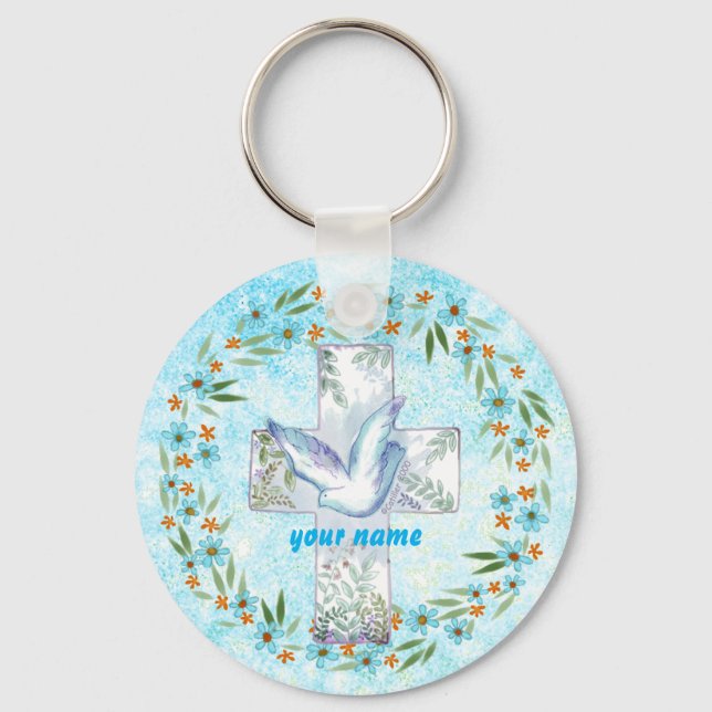 Christian Dove Cross chaveiro (Frente)