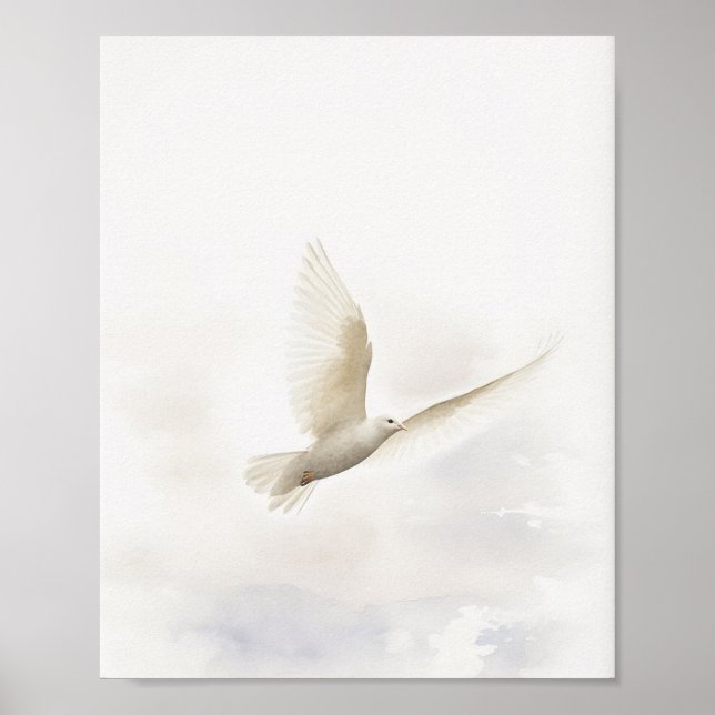 Christian Dove Watercolor Art Impressão (Frente)