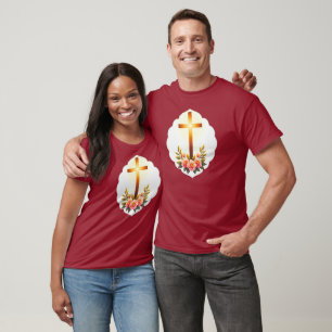 Christian Easter Cross with Flowers – camiseta