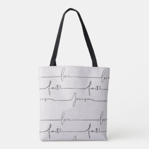Christian Faith Tote Bag - Amor, Fé e Jesus
