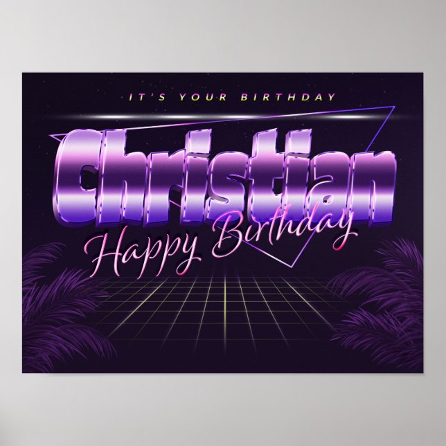 Christian Name Vorname retro Poster Geburtstag (Frente)