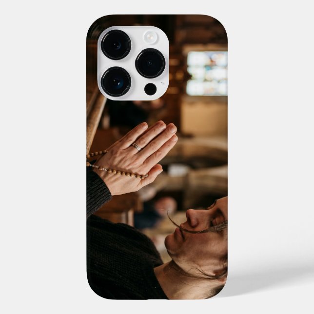 Christian Praying Hands with Rosary iPhone Case (Verso)