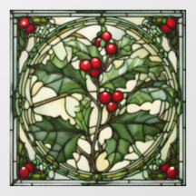 Christimas Sainado Glass: Yule Holly