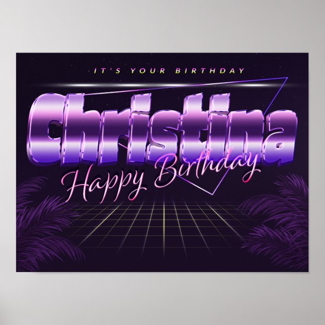 Christina Name Vorname retro Poster Geburtstag (Frente)