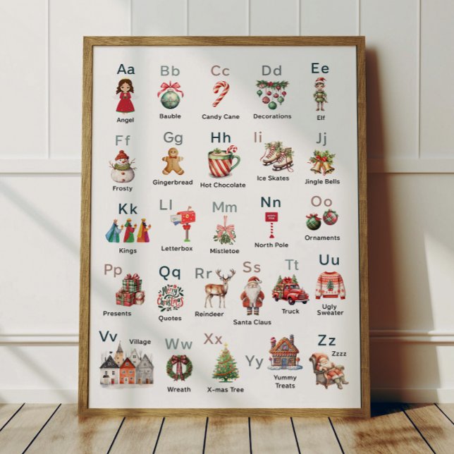 Christmas Alphabet ABC Poster Kids Room Decor (Criador carregado)