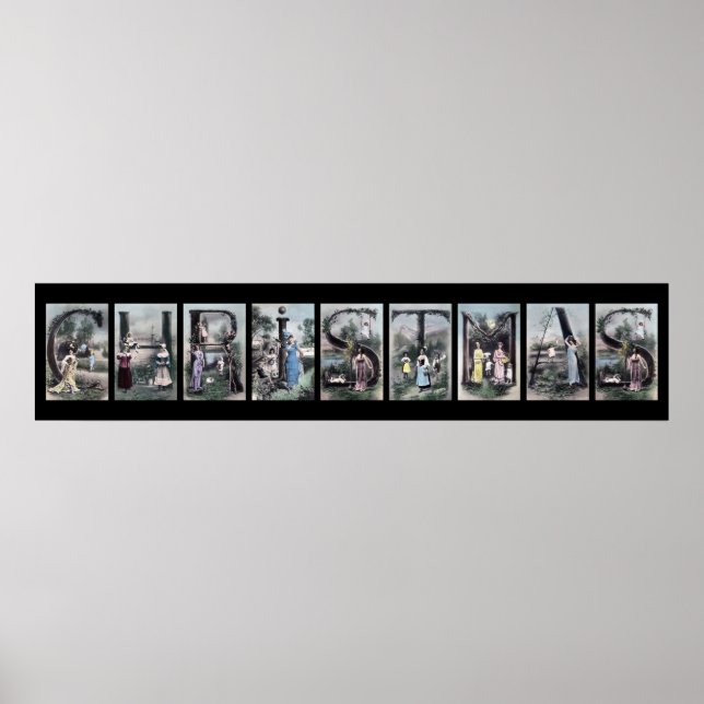 CHRISTMAS Alphabet Letter Poster Art (Frente)