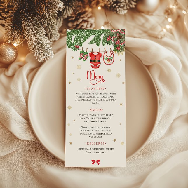 Christmas Baby Clothes Line Menu Card (Criador carregado)
