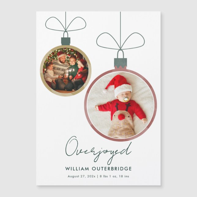 Christmas Baby Photo Birth Announcement Magnet (Frente)