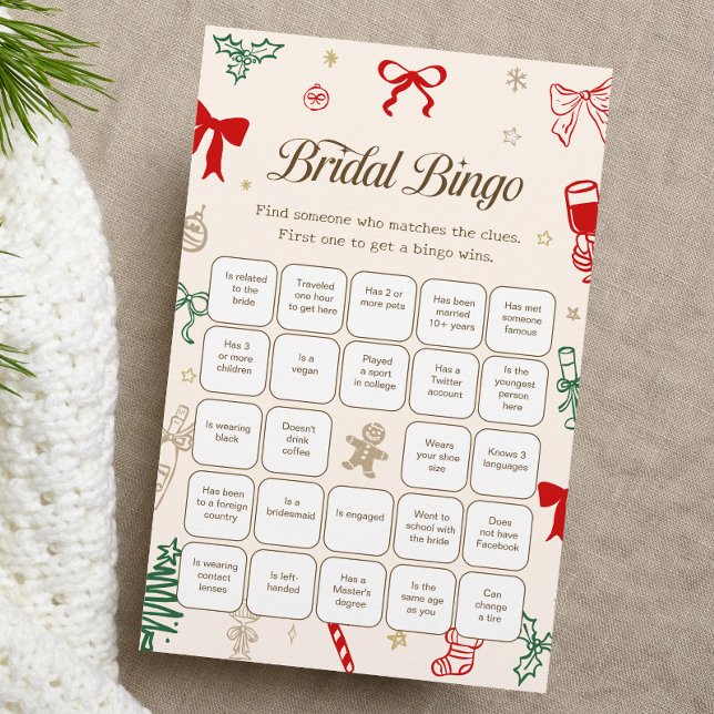 Christmas Bridal Shower Find the Guest Bingo Game (Criador carregado)