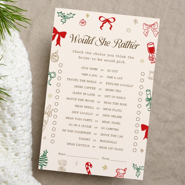 Christmas Bridal Shower Would She Rather Game (Criador carregado)