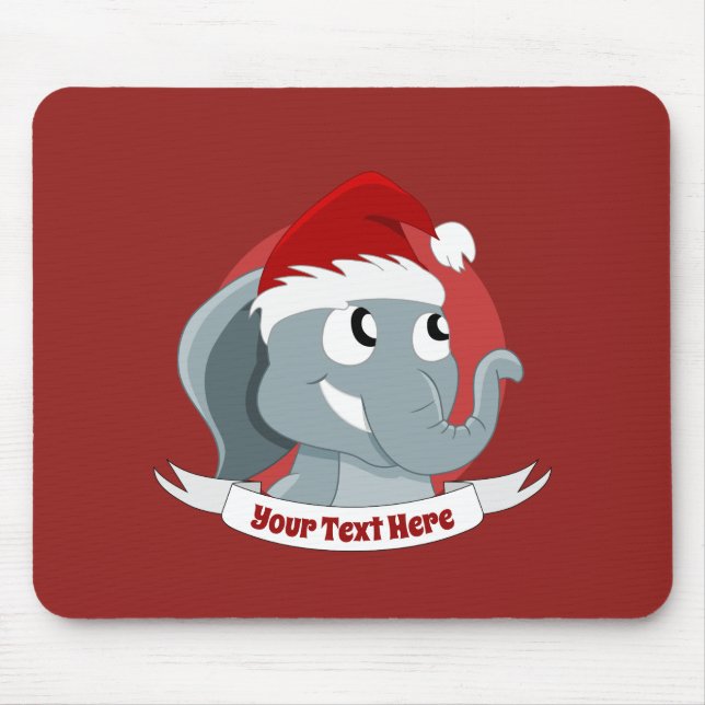 Christmas cartoon with a cute elephant mouse pad (Frente)