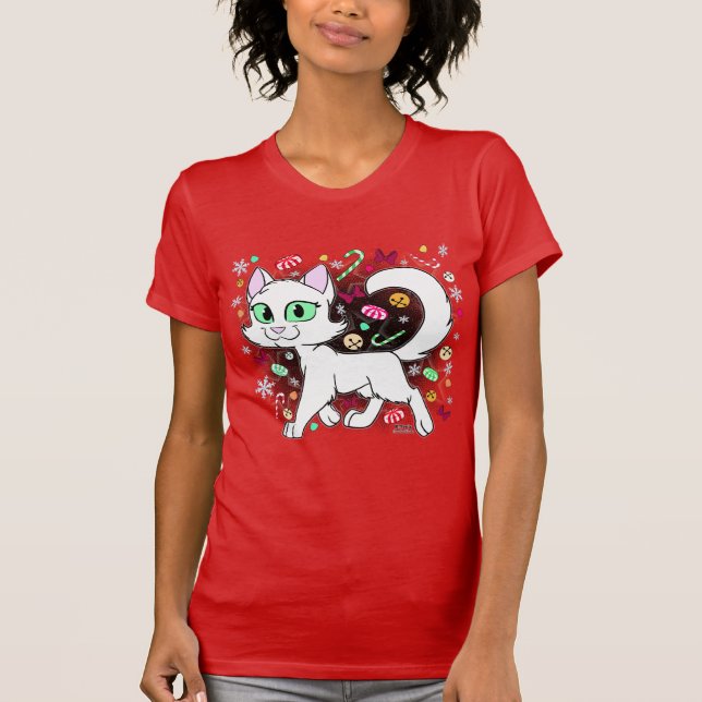Christmas Cat T-Shirt (Red) (Frente)