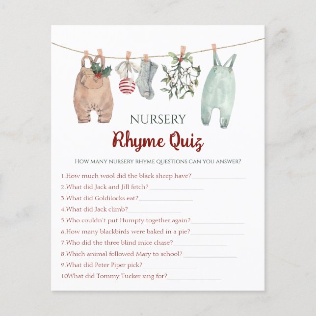 Christmas Clothes Nursery Rhyme Quiz (Frente)