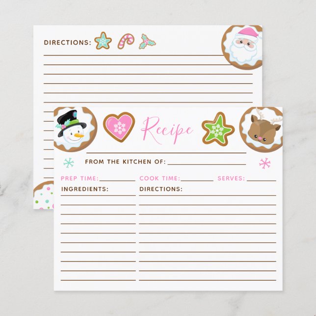 Christmas Cookie Exchange Pink and Green Recipe (Frente/Verso)