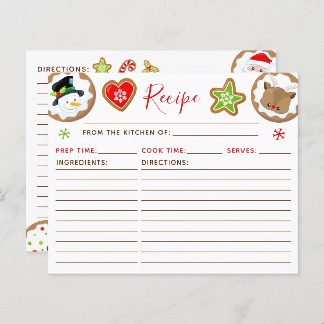 Christmas Cookie Exchange Red and Green Recipe  (Frente/Verso)