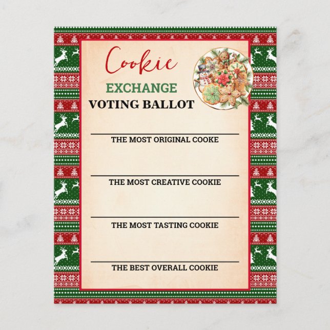 Christmas Cookie Exchange Voting Card Flyer (Frente)