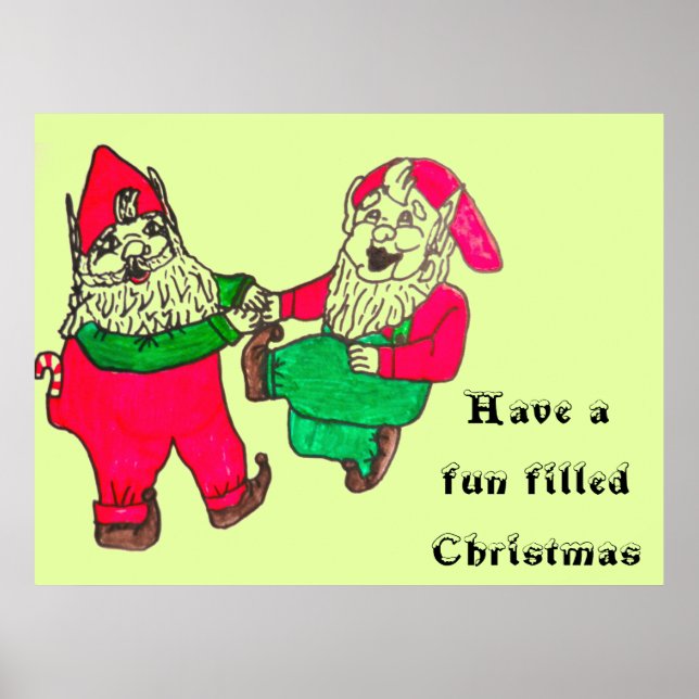 CHRISTMAS DANCING ELVES poster (Frente)