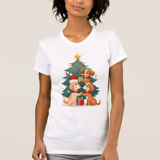 Christmas Dog Tree T-Shirt Cute Funny Puppy Dogs X