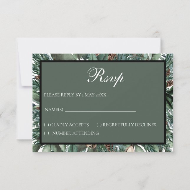 Christmas Greenery RSVP card (Frente)