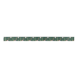 Christmas Icon Pattern Ribbon on Forest Green