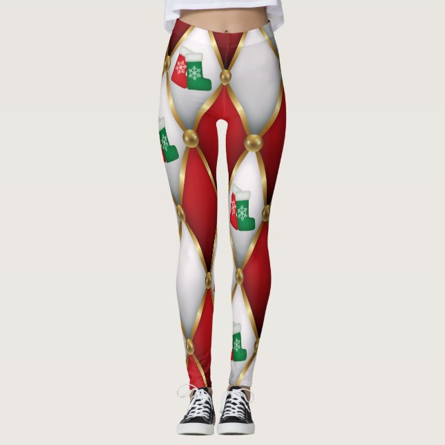Christmas Leggings – Festive Holiday Pattern  (Frente)