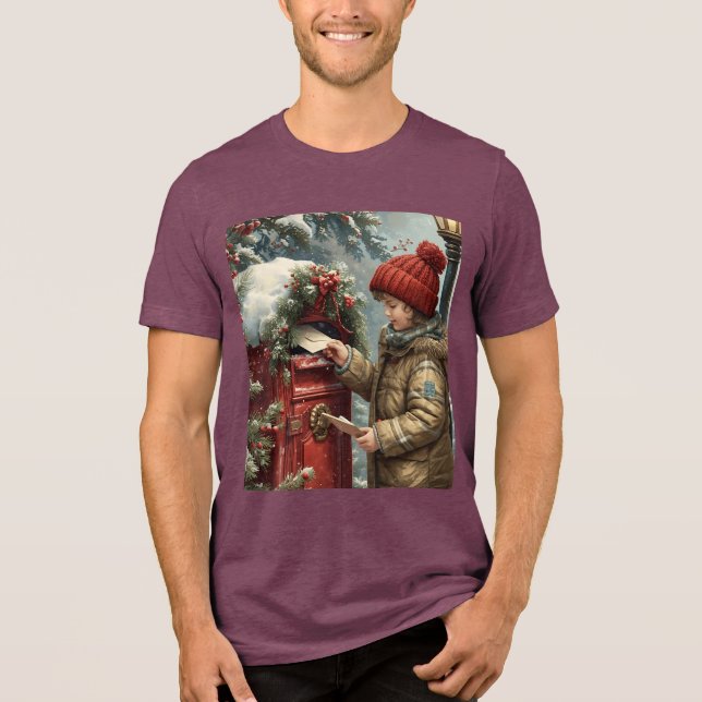 Christmas mailbox t-shirt cute winter holiday (Frente)