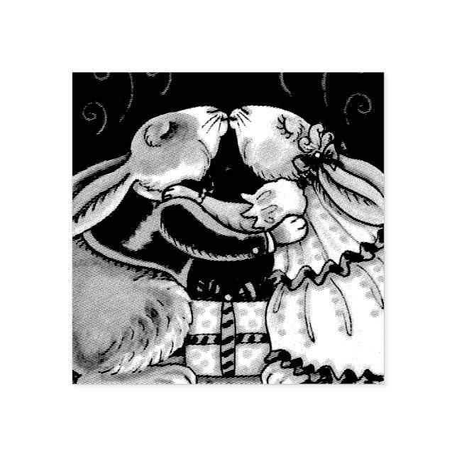 CHRISTMAS MISTLETOE BUNNY BEIJA CARIMBO DE BORRACH (Impressão)