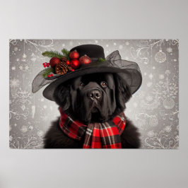 Christmas Newfie Lady Holiday Poster