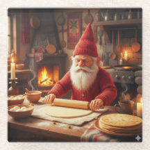 Christmas Norwegian Nisse Making Lefse, Coaster