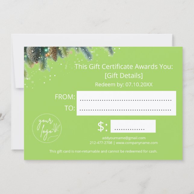 Christmas Ornaments Logo Gift Certificate (Verso)