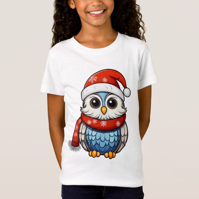 Christmas Owl – Holiday T-Shirt for Kids and Teens (Frente)
