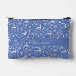 Christmas Reindeer Pattern Blue with Text