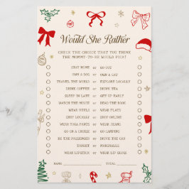 Christmas Santa Baby Shower Would She Rather Game