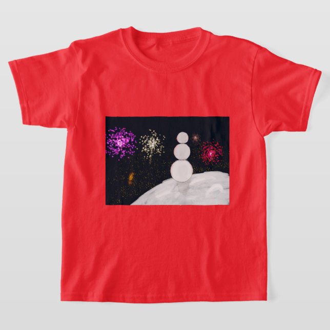Christmas Snowman and fireworks kids t-shirt (Postura )