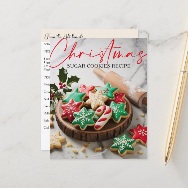 Christmas Sugar Cookies Recipe Card (Frente/Verso In Situ)
