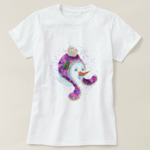 Christmas T-Shirt Snowman In Beanie Winter Hat