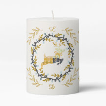 Christmastime Deer with Wreath Yellow Cream