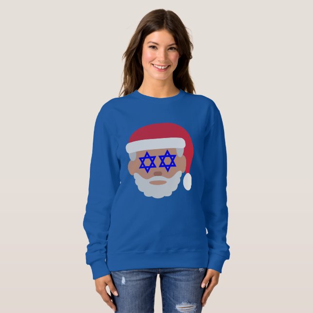 christmukkah santa claus emoji mulheres camisa (Frente Completa)