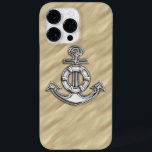 Chrome Anchor na Impressão de Sandy Beach<br><div class="desc">Um cromo náutico de prata moderno, como o estilo applique, em uma decoração de praia arenosa para uma capa de telefone personalizada que todos, dentro ou fora do barco, vão gostar. Aqui está uma seleção de bonés de baseball bordados personalizados estilo náutico que você pode personalizar facilmente. Use o link...</div>