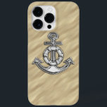 Chrome Anchor na Impressão de Sandy Beach<br><div class="desc">Um cromo náutico de prata moderno, como o estilo applique, em uma decoração de praia arenosa para uma capa de telefone personalizada que todos, dentro ou fora do barco, vão gostar. Aqui está uma seleção de bonés de baseball bordados personalizados estilo náutico que você pode personalizar facilmente. Use o link...</div>