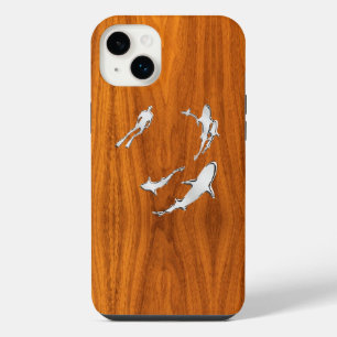 Chrome Diver com Tubarões em Madeira Teak